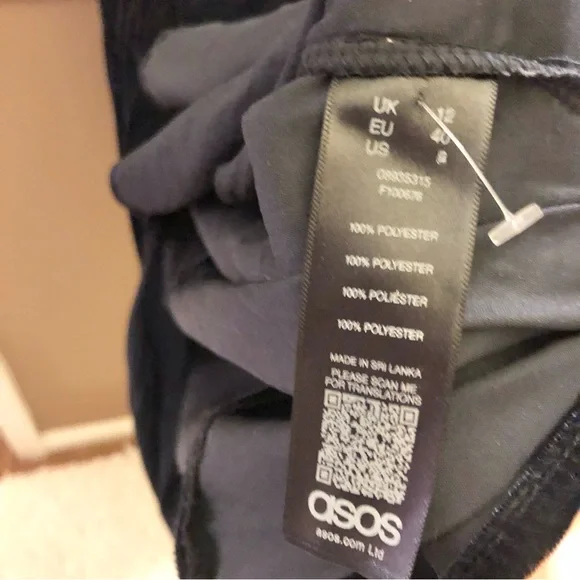 ASOS Velvet Long‎ Sleeve V Neck Tie Ruched Waist Maxi Dress Dark Blue 8 - Picture 5 of 6